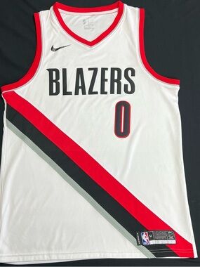 NIKE Damian Lilliard Portland Trail Blazers #0 Sz 52 XL Dri-Fit Swingman Jersey